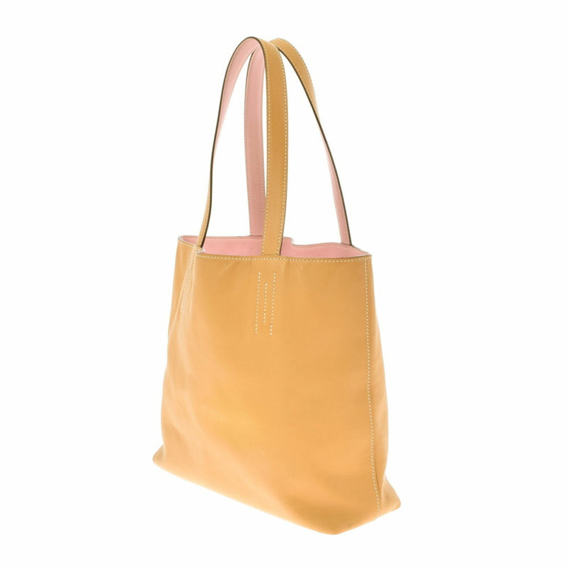 HERMES Hermes Double Sense 36 Reversible Curry / Rose Sakura X Engraved (around 2016) Unisex Vosikkim Tote Bag