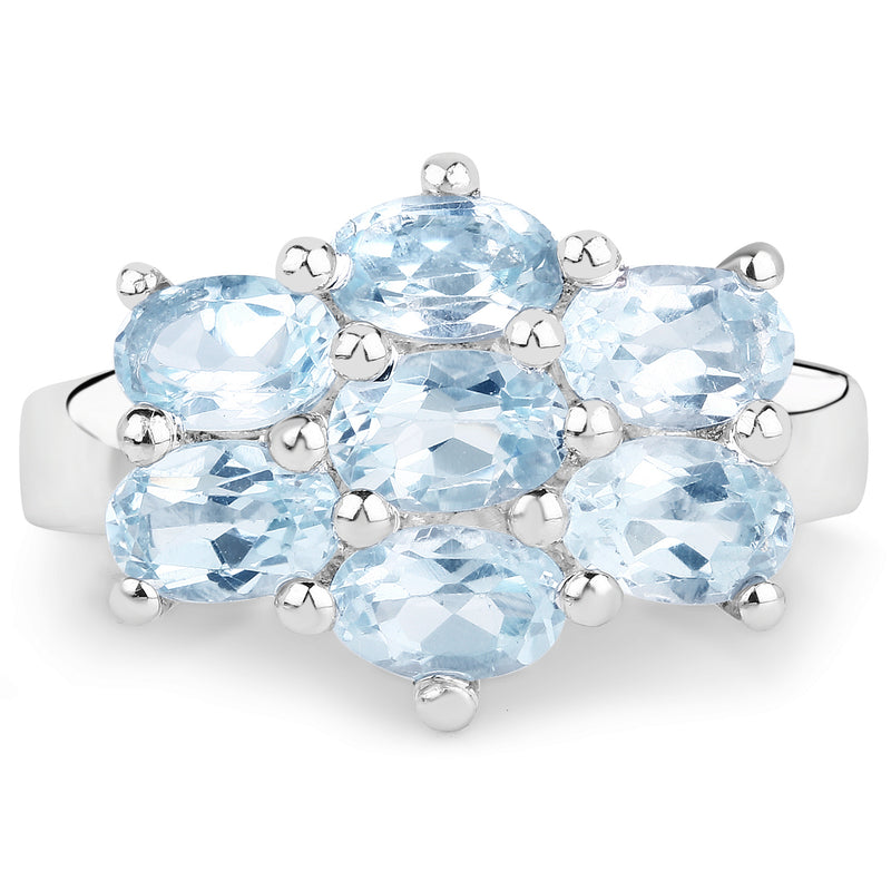 3.57 Carat Genuine  Blue Topaz .925 Sterling Silver Ring