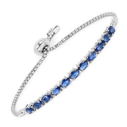 2.42 Carat Genuine Blue Sapphire .925 Sterling Silver Bracelet