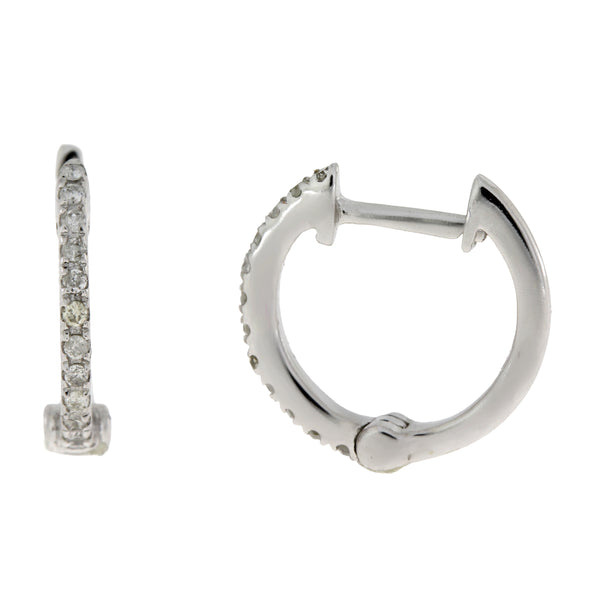 Natural .12ct Diamond Hoop Earrings 10KT White Gold