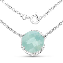 6.71 Carat Genuine Aquamarine and White Topaz .925 Sterling Silver Pendant