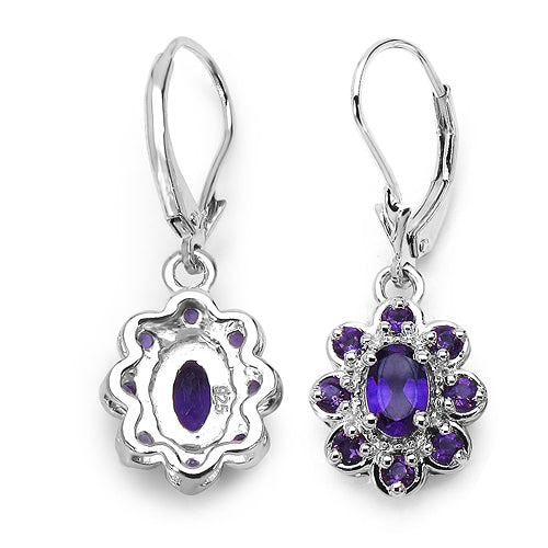 1.36 Carat Genuine Amethyst .925 Sterling Silver Earrings