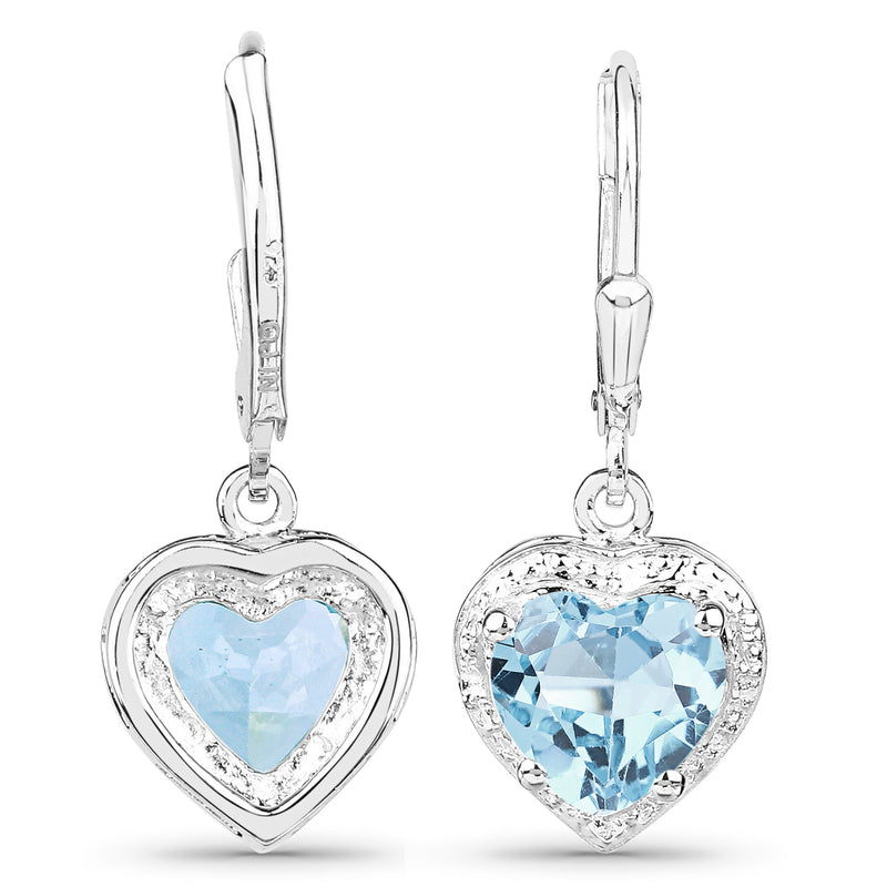 4.00 Carat Genuine Blue Topaz .925 Sterling Silver Earrings