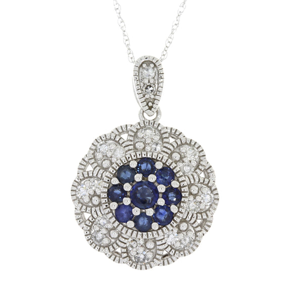 .65ct Sapphire Diamond Fashion Pendants 14KT White Gold