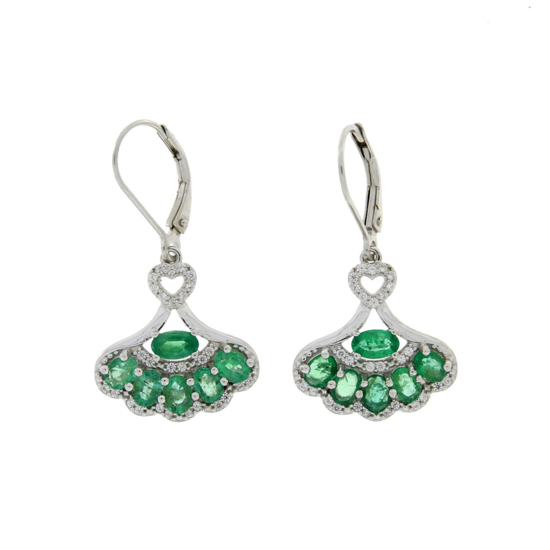 2.45ct Emerald Zircon Dangle Earrings Sterling Silver