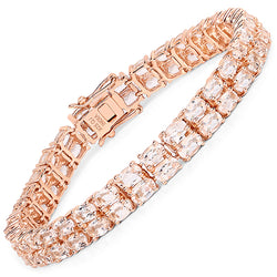 14K Rose Gold Plated 14.52 Carat Genuine Morganite .925 Sterling Silver Bracelet