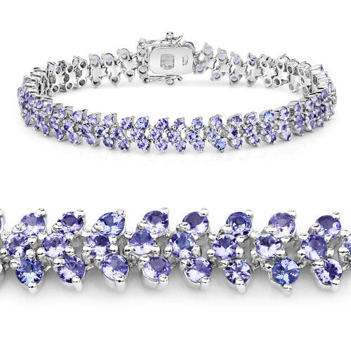 10.08 Carat Genuine Tanzanite .925 Sterling Silver Bracelet