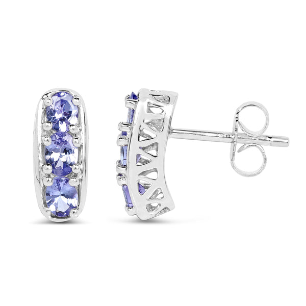 1.02 Carat Genuine Tanzanite Sterling Silver Earrings