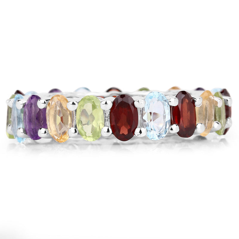 5.09 Carat Genuine Multi Stones .925 Sterling Silver Ring