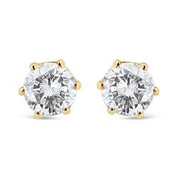 14K Yellow Gold Diamond Solitaire 6 Prong Stud Earrings (3/4 cttw, I-J Color, I2-I3 Clarity)