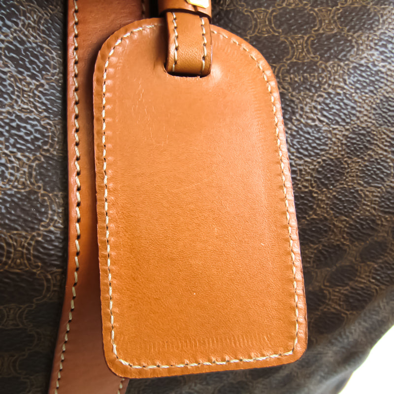 Celine Macadam Unisex LeatherPVC Boston Bag Brown