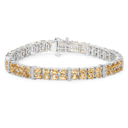 12.21 Carat Genuine Citrine & White Topaz .925 Sterling Silver Bracelet