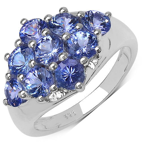 2.07 Carat Genuine Tanzanite .925 Sterling Silver Ring