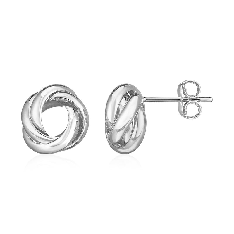 14k White Gold Polished Love Knot Earrings