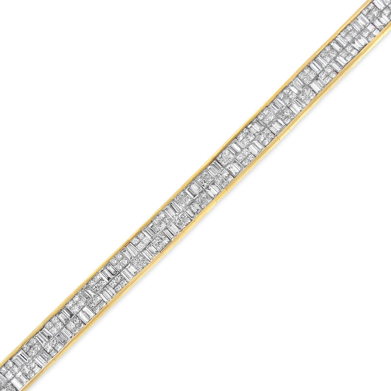 Classic 14K Yellow Gold Baguette and Princess Cut Diamond Eternity Bracelet (8 5/8 cttw, G-H Color, VS2-SI1 Clarity)