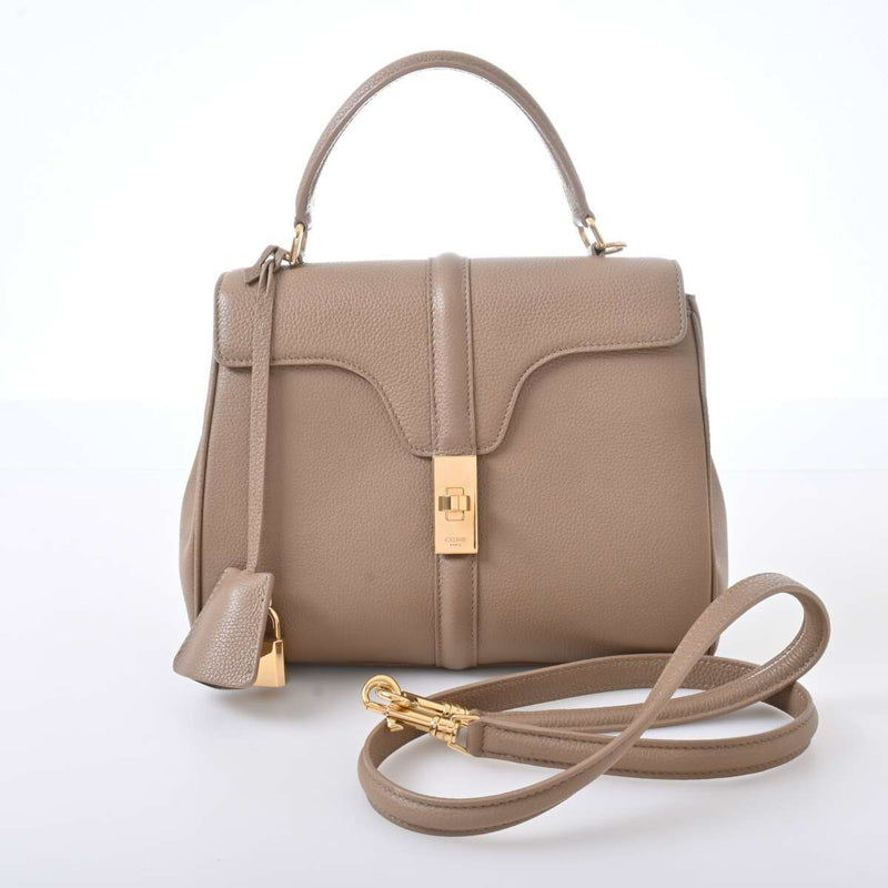Celine Leather Handbag Beige