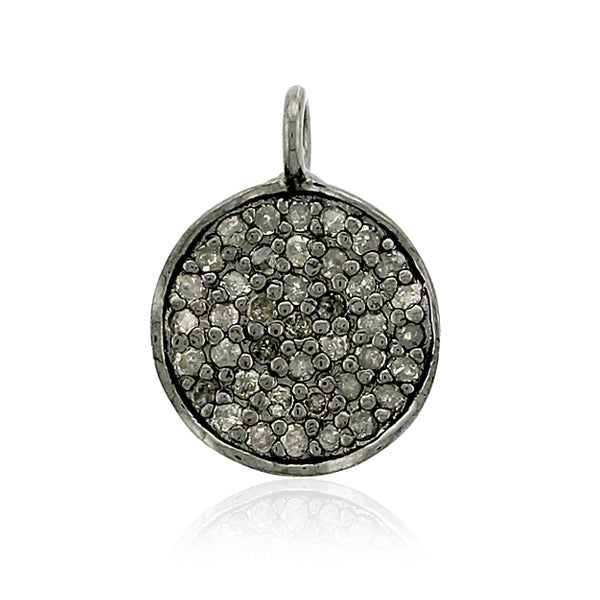 Pave Diamond Silver Charm Pendant Jewelry