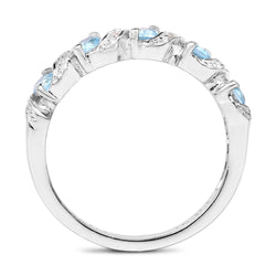 0.64 Carat Genuine Swiss Blue Topaz and White Topaz .925 Sterling Silver Ring