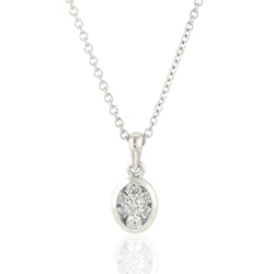 0.26ct Pressure Set Diamond Chain Solitaire Pendant Necklace 14k White Gold
