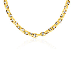 14k Two-Toned Yellow and White Gold Link Mens Necklace