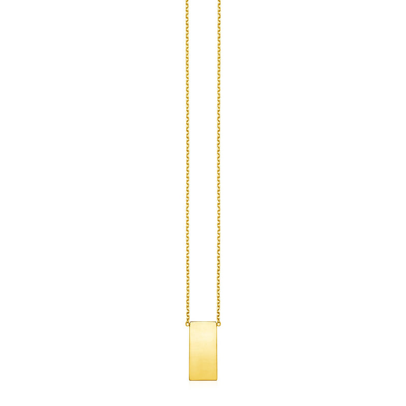 14k Yellow Gold Necklace with Polished Bar Pendant