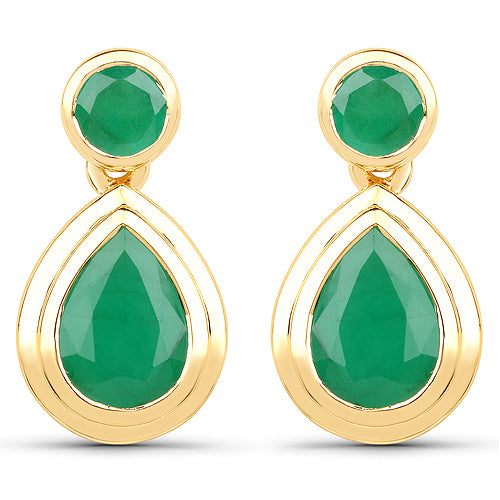 2.56 Carat Genuine Emerald 14K Yellow Gold Earrings