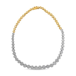 IGI Certified 14K Yellow Gold 14 3/4 cttw Pave Set Round-Cut Diamond Riviera Necklace (F-G Color, S2-I1 Clarity)