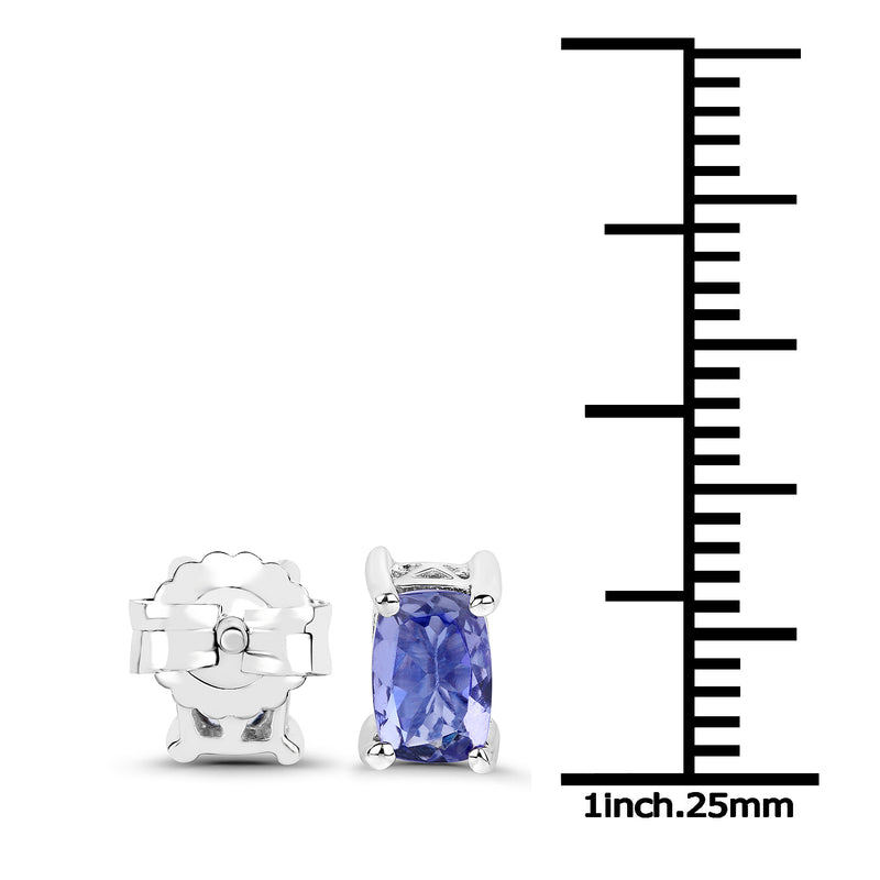 1.06 Carat Genuine Tanzanite .925 Sterling Silver Earrings