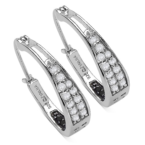 0.69 Carat Genuine White Diamond & Black Diamond .925 Sterling Silver Earrings