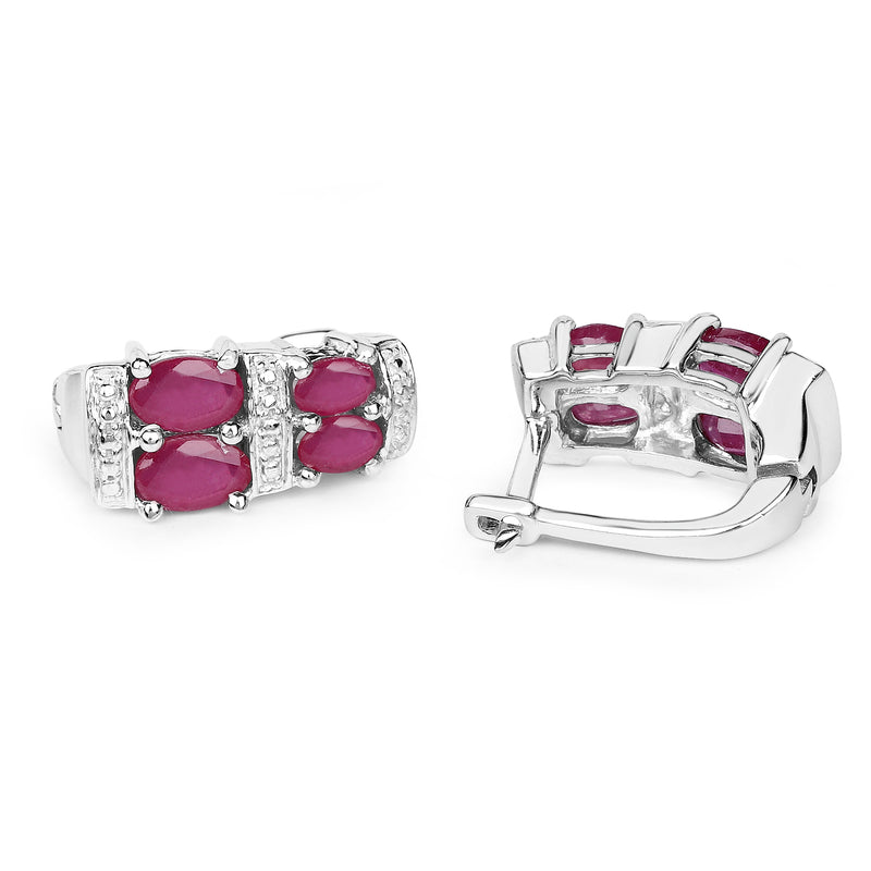 3.20 Carat Glass Filled Ruby .925 Sterling Silver Earrings