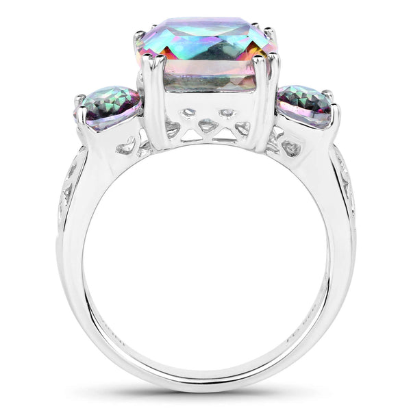 6.10 Carat Genuine Rainbow Quartz .925 Sterling Silver Ring