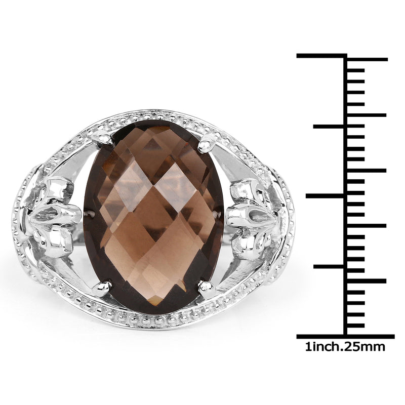 10.50 Carat Genuine Smoky Quartz .925 Sterling Silver Ring