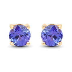 0.57 Carat Genuine Tanzanite 14K Yellow Gold Earrings