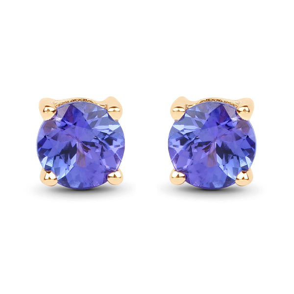 0.57 Carat Genuine Tanzanite 14K Yellow Gold Earrings