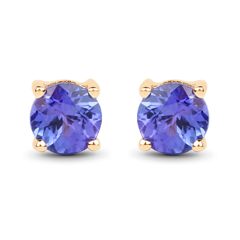 0.57 Carat Genuine Tanzanite 14K Yellow Gold Earrings