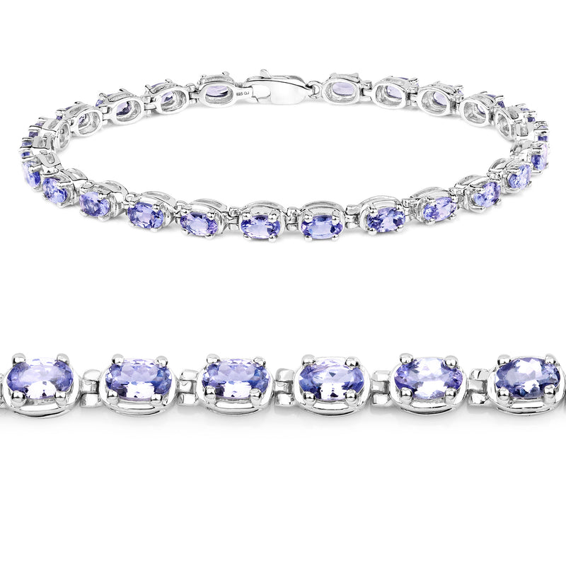 6.00 Carat Genuine Tanzanite .925 Sterling Silver Bracelet