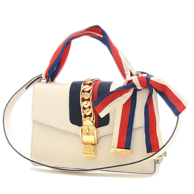 Gucci Sylvie Small Shoulder Bag Calf Ivory 421882