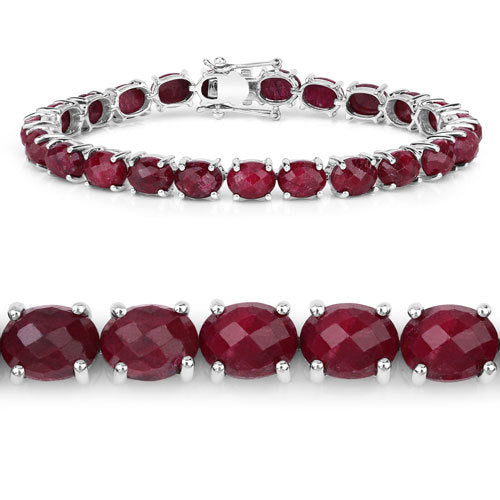 36.80 Carat Dyed Ruby .925 Sterling Silver Bracelet