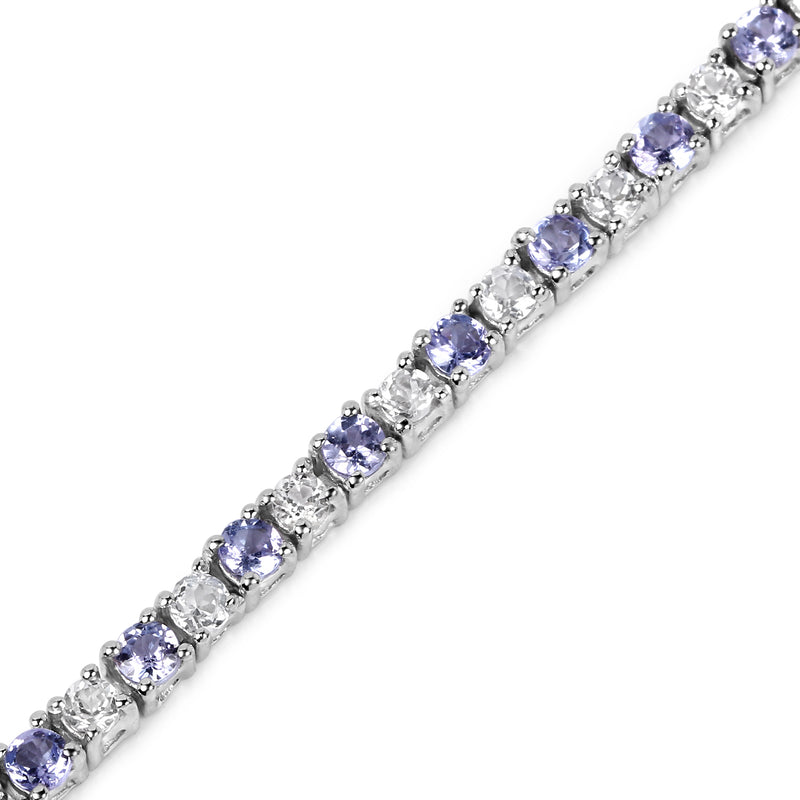 4.65 Carat Genuine Tanzanite and White Topaz .925 Sterling Silver Bracelet