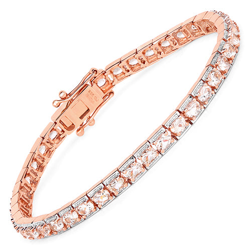 14K Rose Gold Plated 6.00 Carat Genuine Morganite .925 Sterling Silver Bracelet