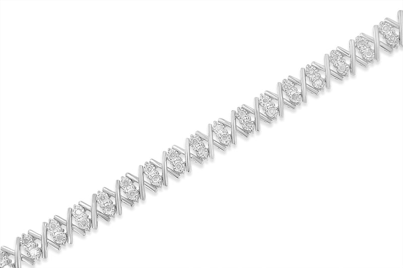 .925 Sterling Silver 1.0 Cttw Diamond Miracle-Set X-Link 7" Tennis Bracelet (I-J Color, I3 Clarity)