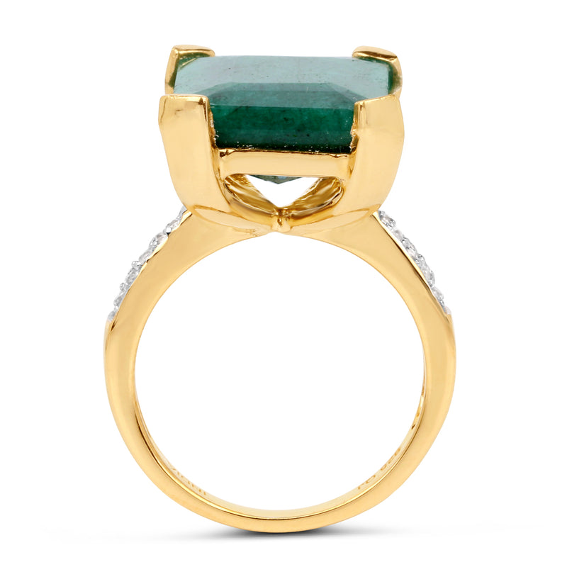 7.64 Carat Dyed Emerald and White Diamond .925 Sterling Silver Ring