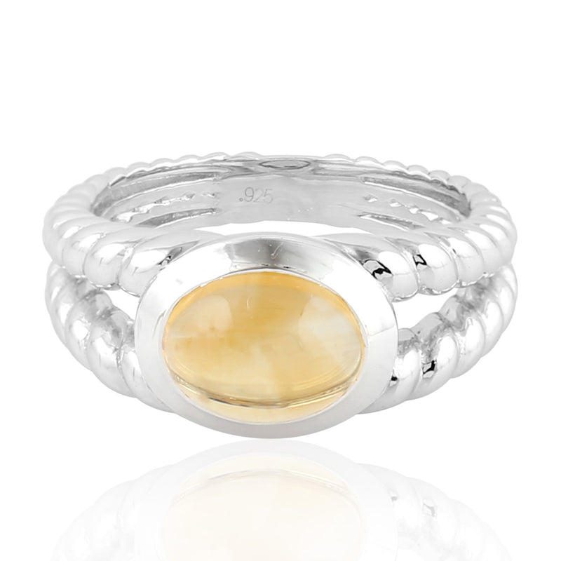 2.27ct Yellow Citrine Band Ring 925 Sterling Silver Jewelry