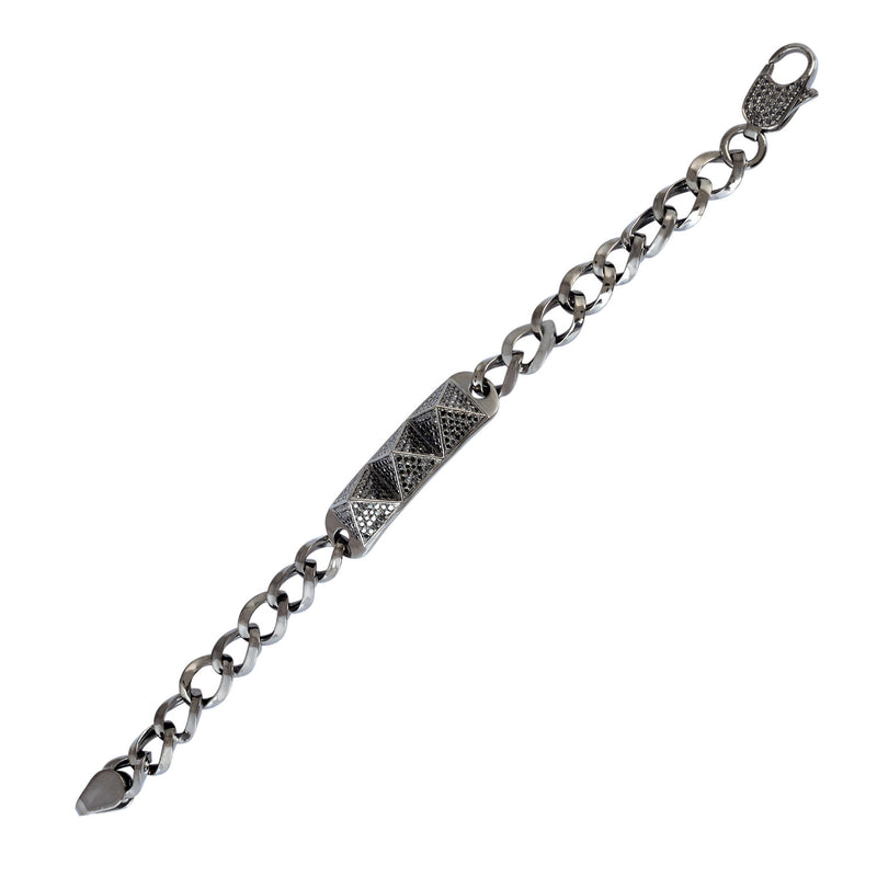 1.95ct Pave Diamond Link Chain Bracelet 925 Sterling Silver Handmade Jewelry