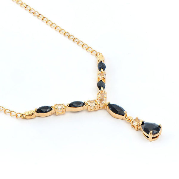 4.10 TW CTS BLACK SAPPHIRE & WHITE TOPAZ 18K GOLD PLATED  DESIGNER NECKALCE SIZE 19 INCHES