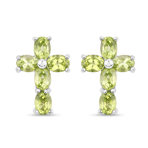 1.70 Carat Genuine Peridot .925 Sterling Silver Earrings