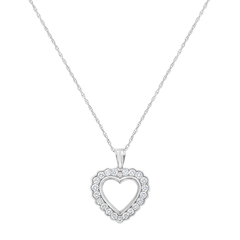 .925 Sterling SIlver 1 cttw Lab Grown Diamond Heart Pendant Necklace (F-G Color, VS2-SI1 Clarity)