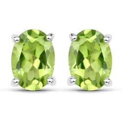 1.66 Carat Genuine Peridot .925 Sterling Silver Earrings