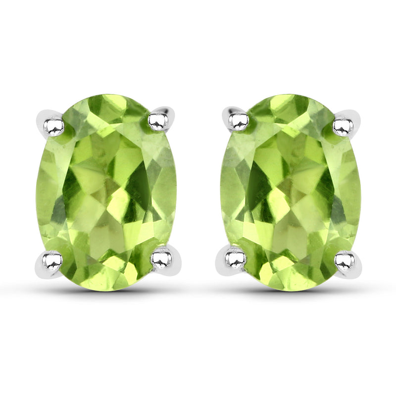 1.66 Carat Genuine Peridot .925 Sterling Silver Earrings