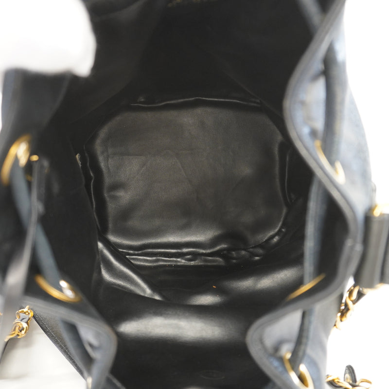 Auth Chanel Triple Coco Shoulder Bag Womens Leather Shoulder Bag Black